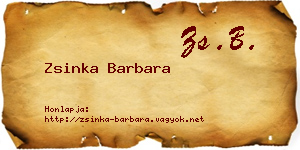 Zsinka Barbara névjegykártya